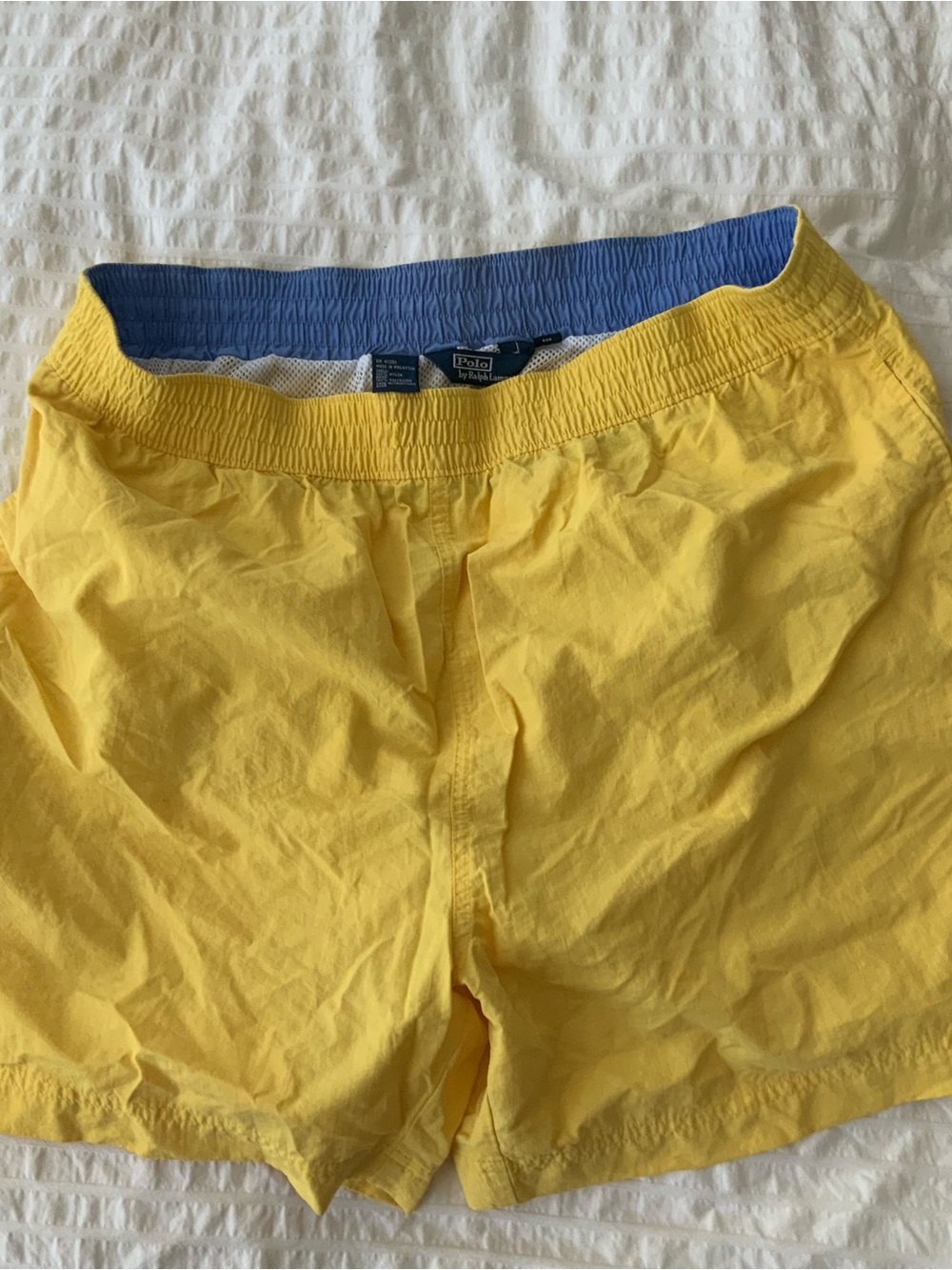 Ralph Lauren Yellow Swim Shorts with Blue Inner Waistband